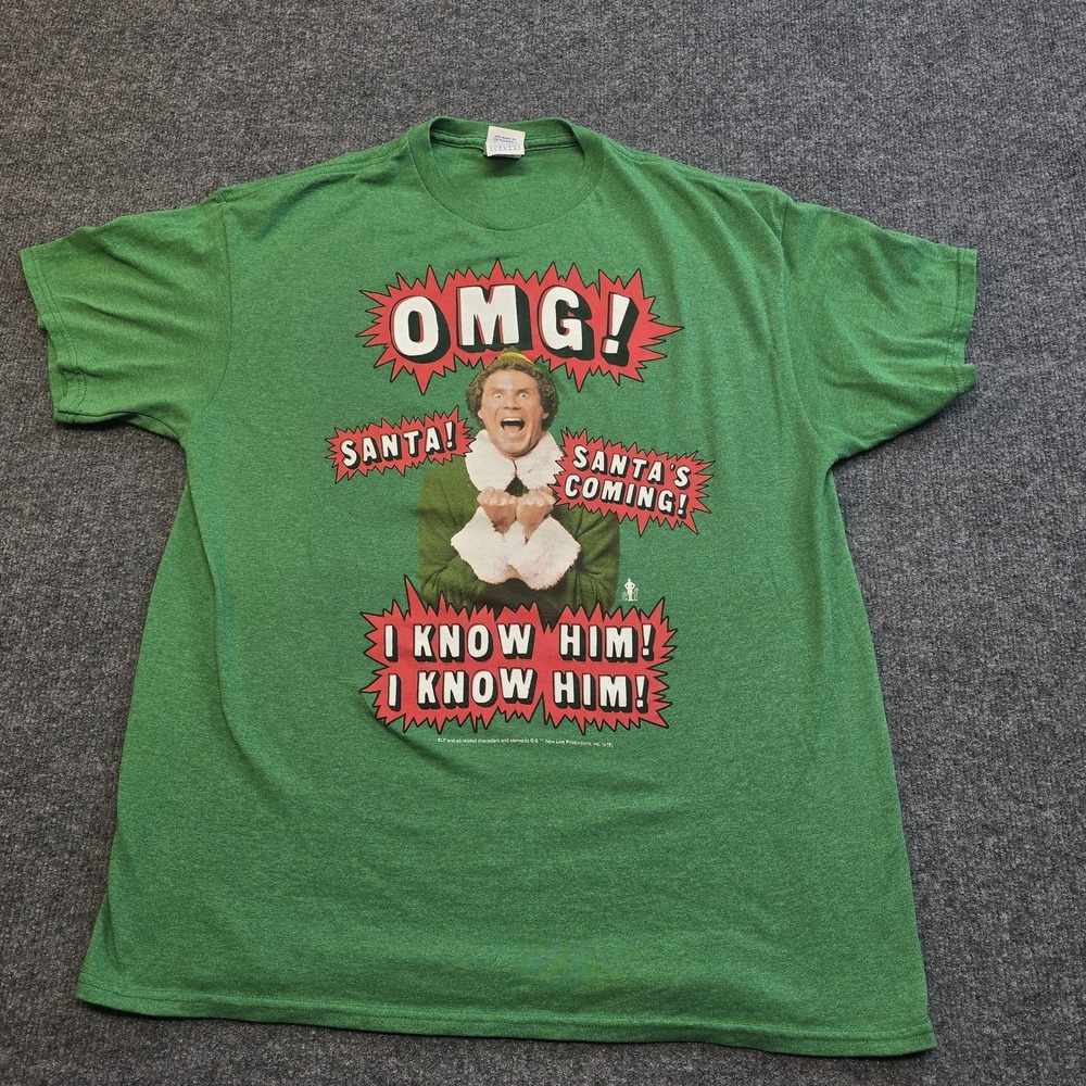 Elf Buddy The Elf Shirt Mens Large Green OMG Santa Christmas Movie Graphic Tee